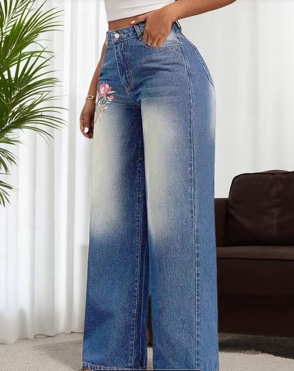 Loose fit wide leg jeans
