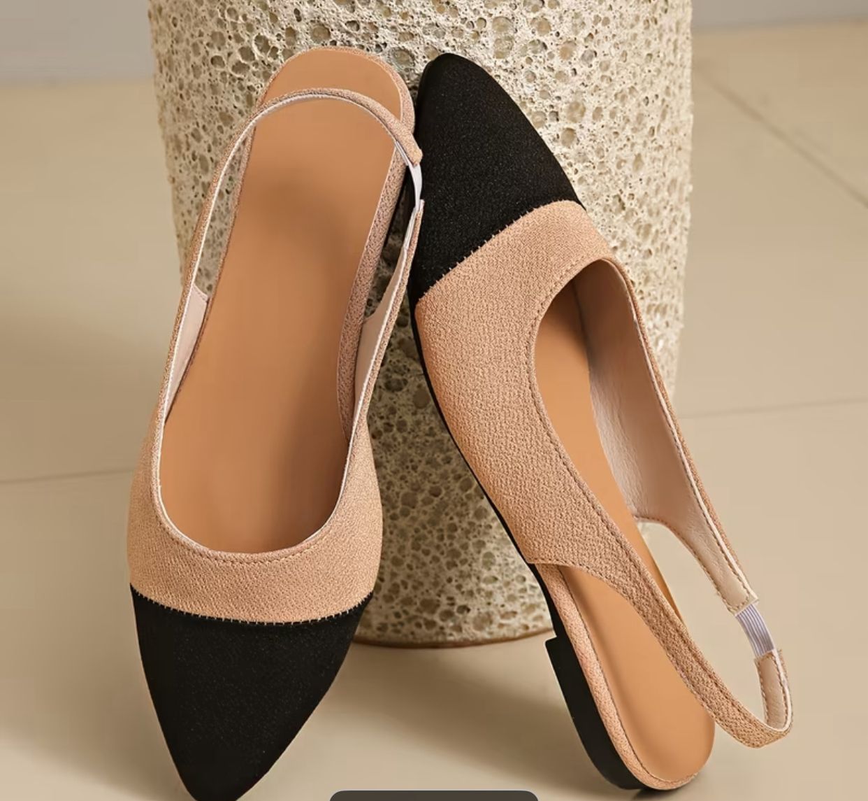 Flat pointed toe sandals with back strap
