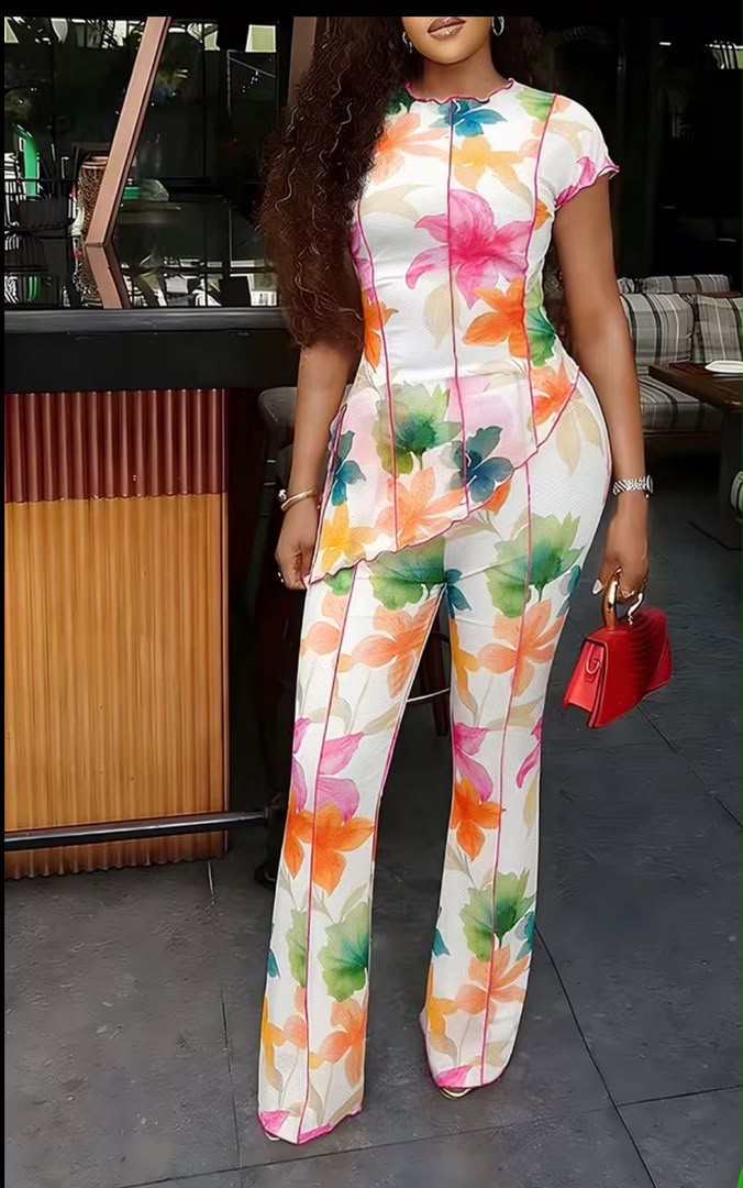 Women's 2pcs Floral Mesh Set
