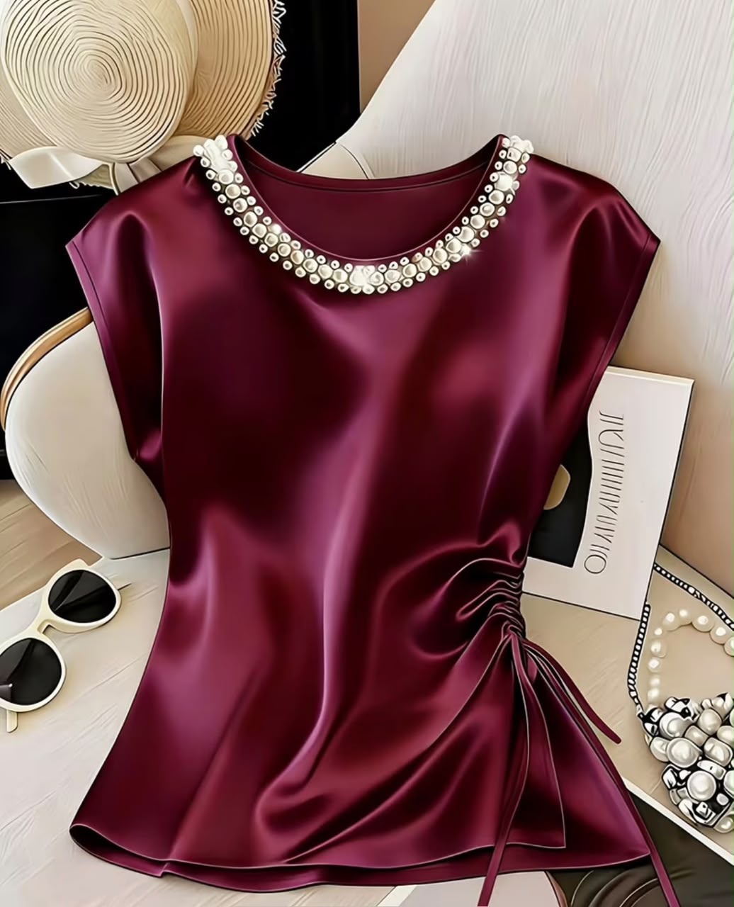 Women's Round Neck Satin Top