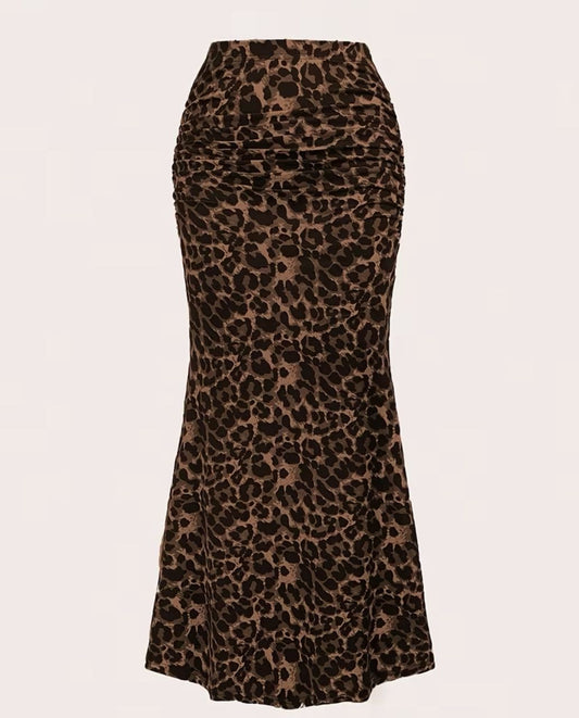 Long leopard print skirt