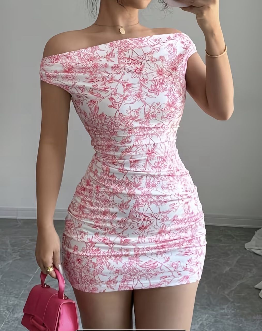 Floral off shoulder bodycon dress
