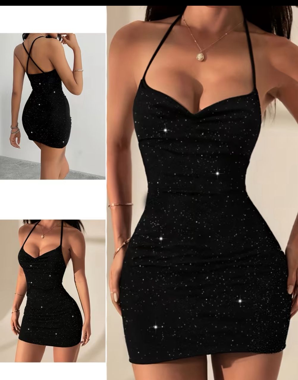 Autumn/winter elegant sequin spaghetti strap backless bodycon gown
