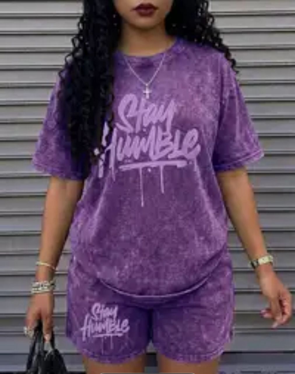 Street style crew neck short sleeve and short