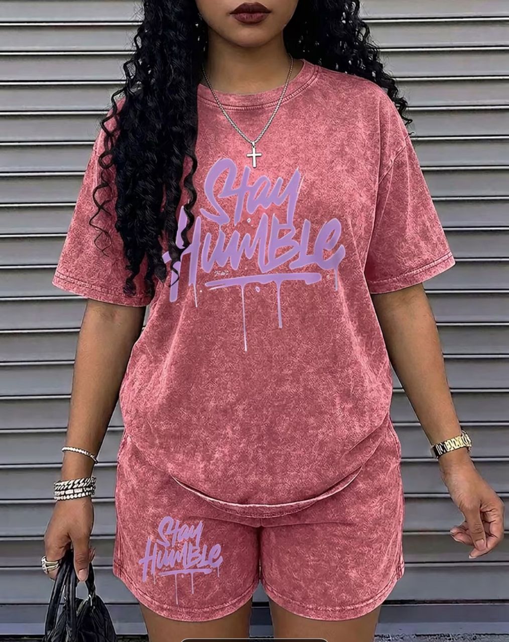 Street style crew neck short sleeve and short