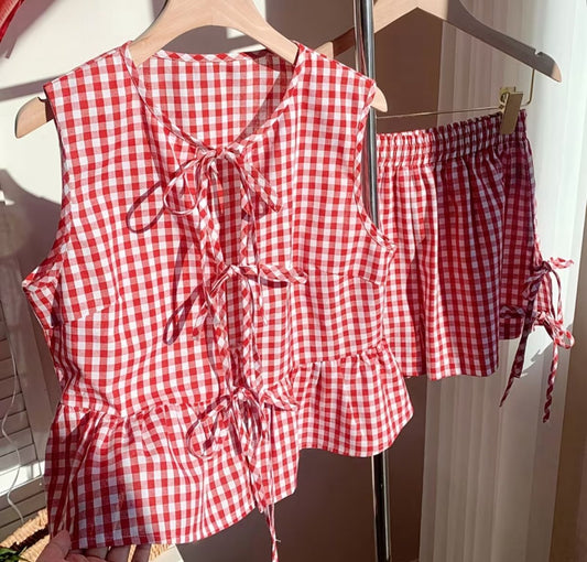 Plaid shorts set