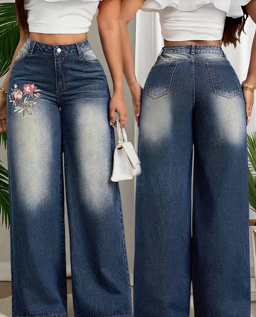 Loose fit wide leg jeans