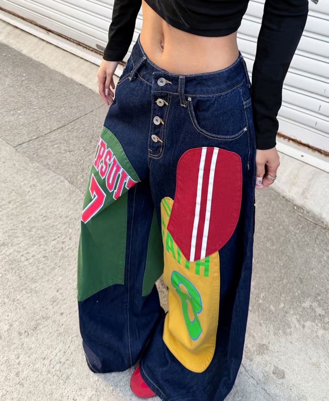 Steet hip hop trendy versatile wide leg pants for women