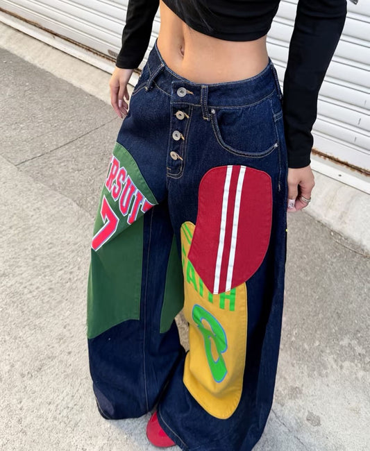 Steet hip hop trendy versatile wide leg pants for women