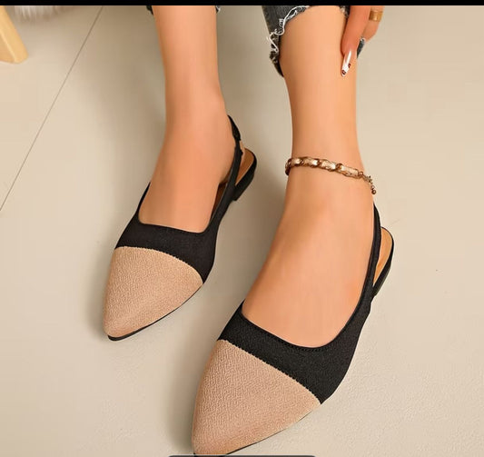 Flat pointed toe sandals with back strap