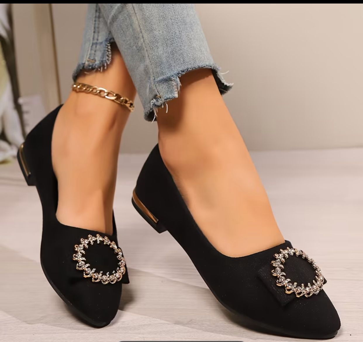 Pointed toe new slip on shoes low heel