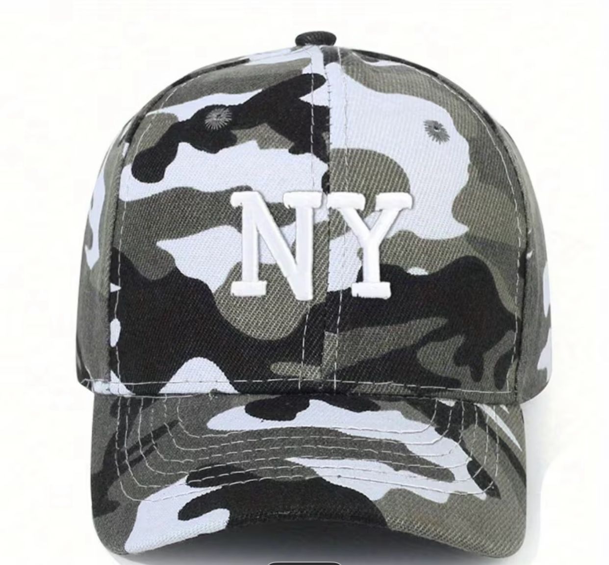 Adjustable NY Embroidery Camo Baseball Cap