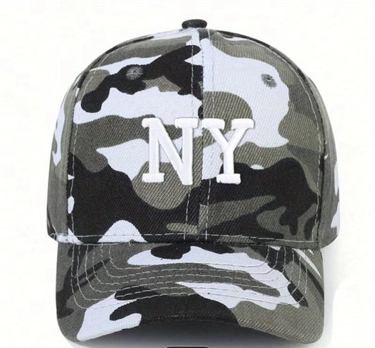 Adjustable NY Embroidery Camo Baseball Cap