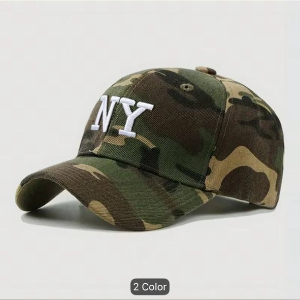 Adjustable NY Embroidery Camo Baseball Cap