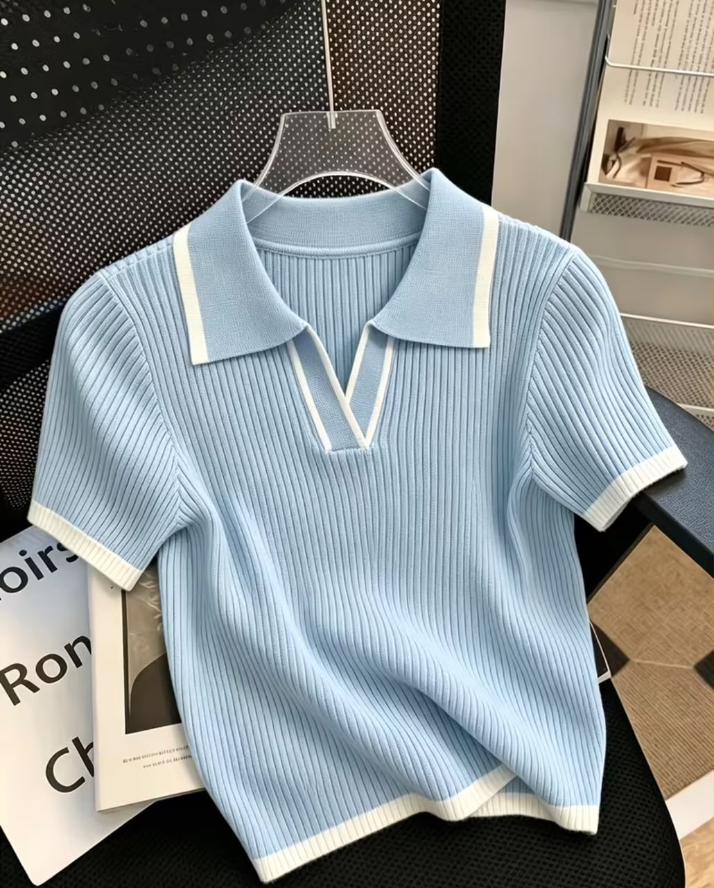 New Fashion Versatile Polo Collar Top