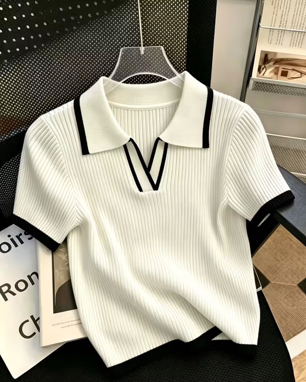 New Fashion Versatile Polo Collar Top