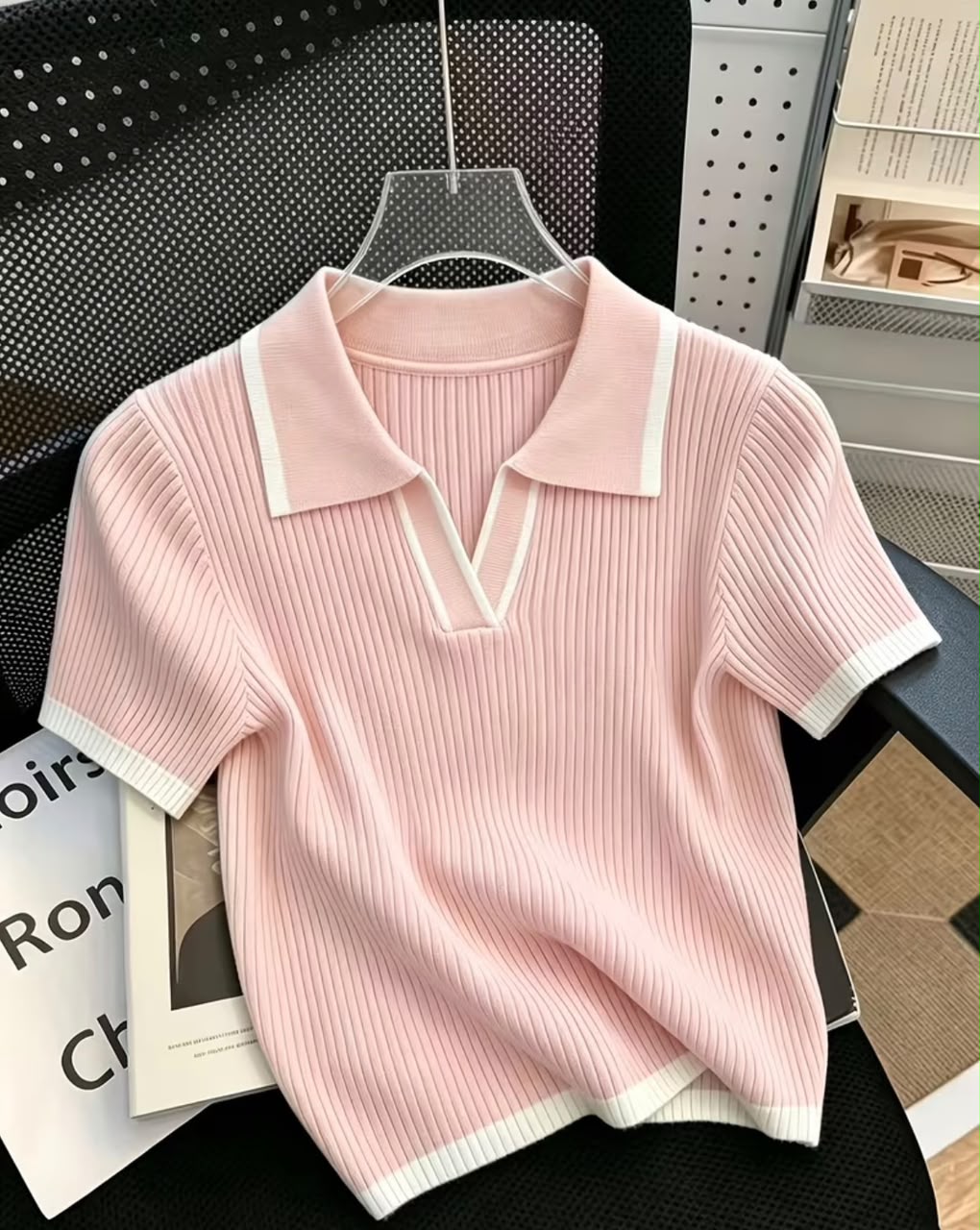 New Fashion Versatile Polo Collar Top