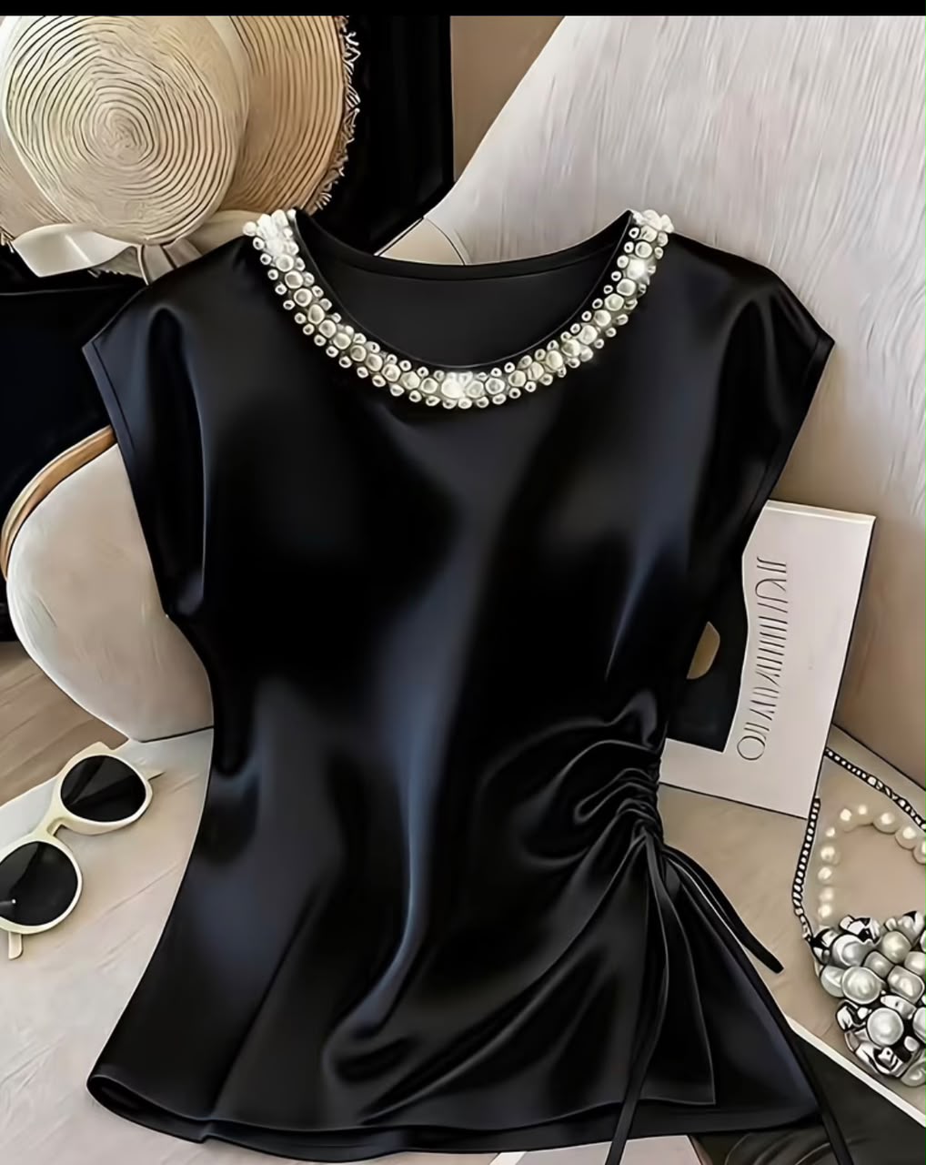 Women's Round Neck  Satin Top