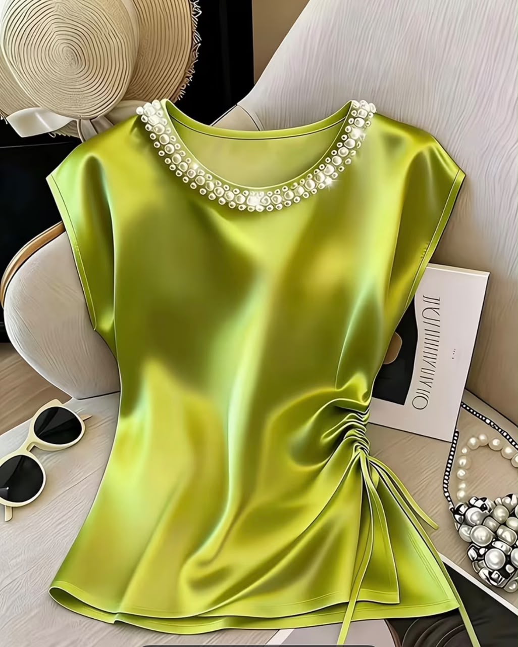 Women's Round Neck  Satin Top