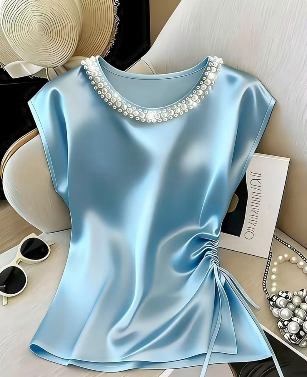 Women's Round Neck  Satin Top