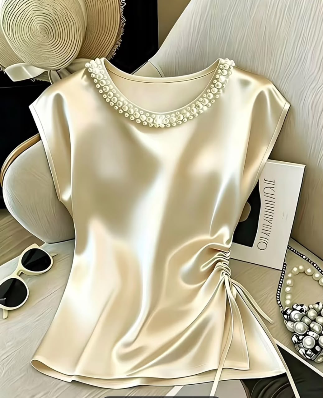 Women's Round Neck  Satin Top