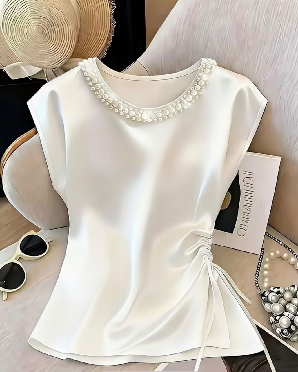 Women's Round Neck  Satin Top