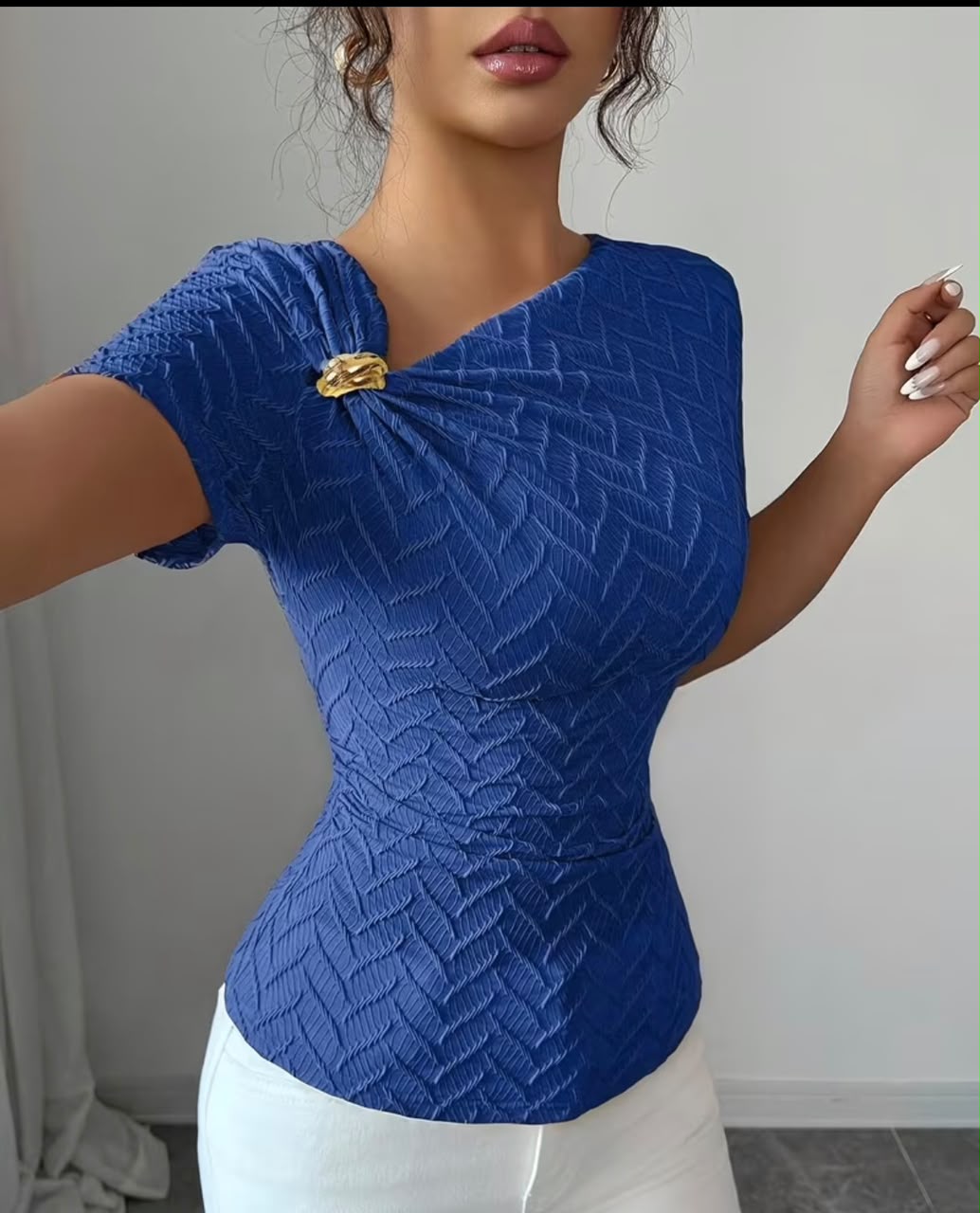Elegant Sexy Slim Fit Asymmetrical Neckline Top
