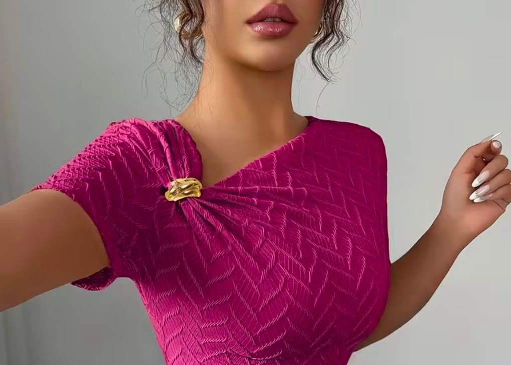 Elegant Sexy Slim Fit Asymmetrical Neckline Top