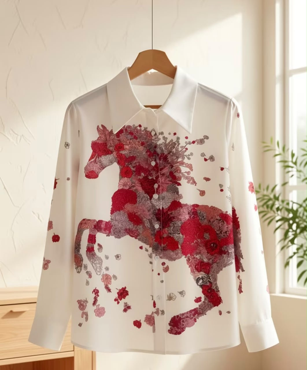 New Fashion Elegant Printed Lapel Long Sleeve Shirt