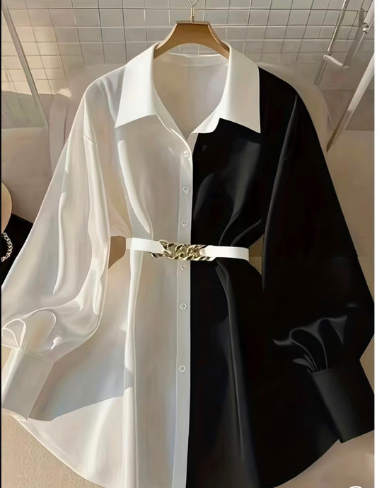 Women's Color Matching Casual Long Sleeve  Shirt