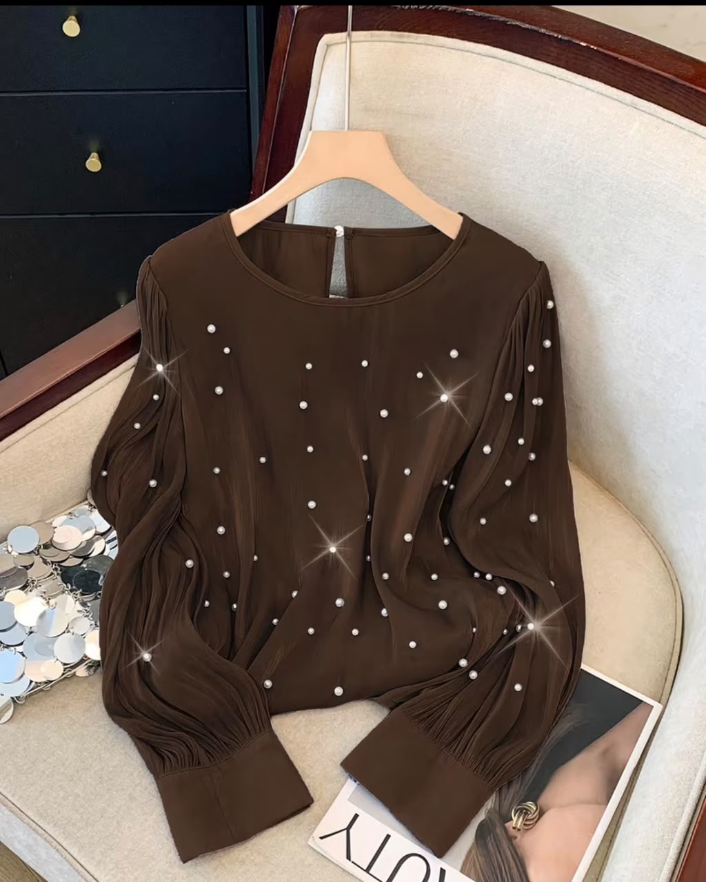 Plus Size Pleated Long Sleeve Shirt