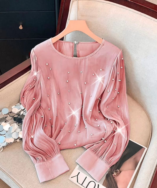 Plus Size Pleated Long Sleeve Shirt
