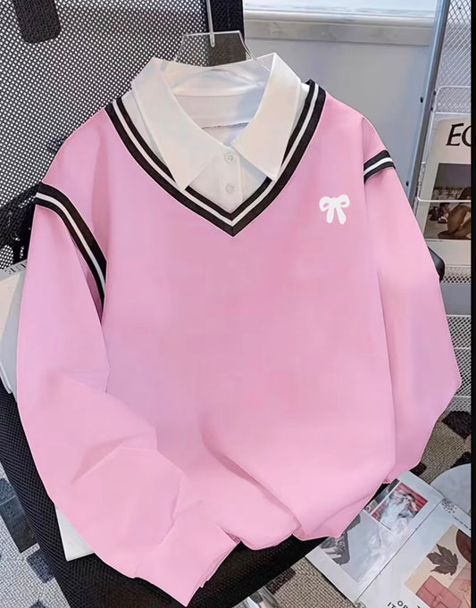 Ladies Elegant Fashion Bow Print Sweatshirt