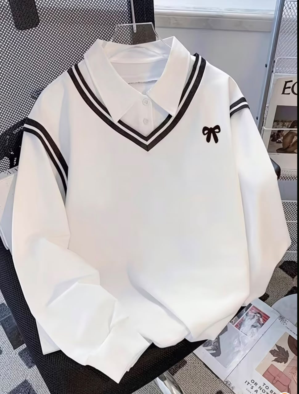 Ladies Elegant Fashion Bow Print Sweatshirt