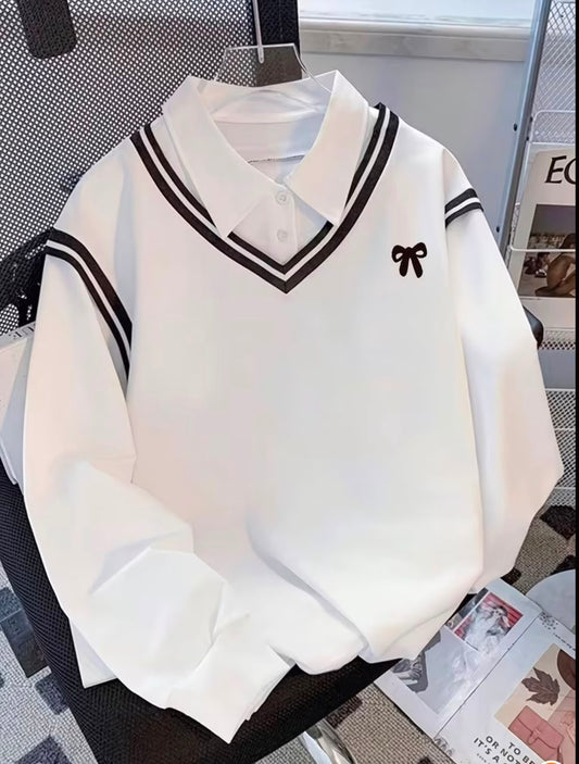 Ladies Elegant Fashion Bow Print Sweatshirt
