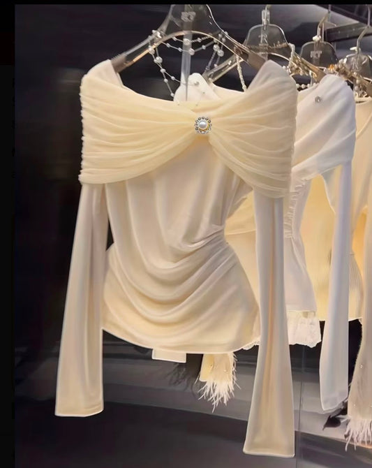 Elegant Off Shoulder Long Sleeve Top