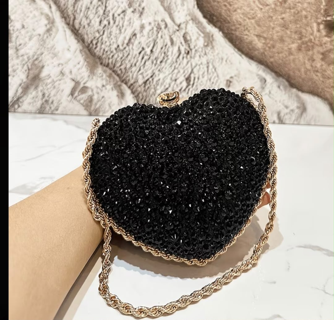 Heart Shaped Rhinestone Handbag