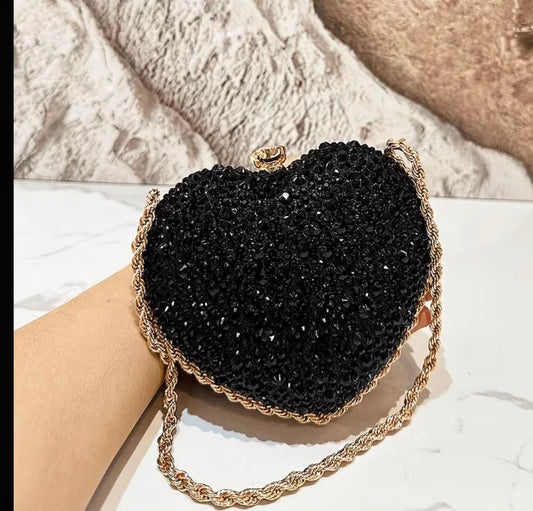 Heart Shaped Rhinestone Handbag