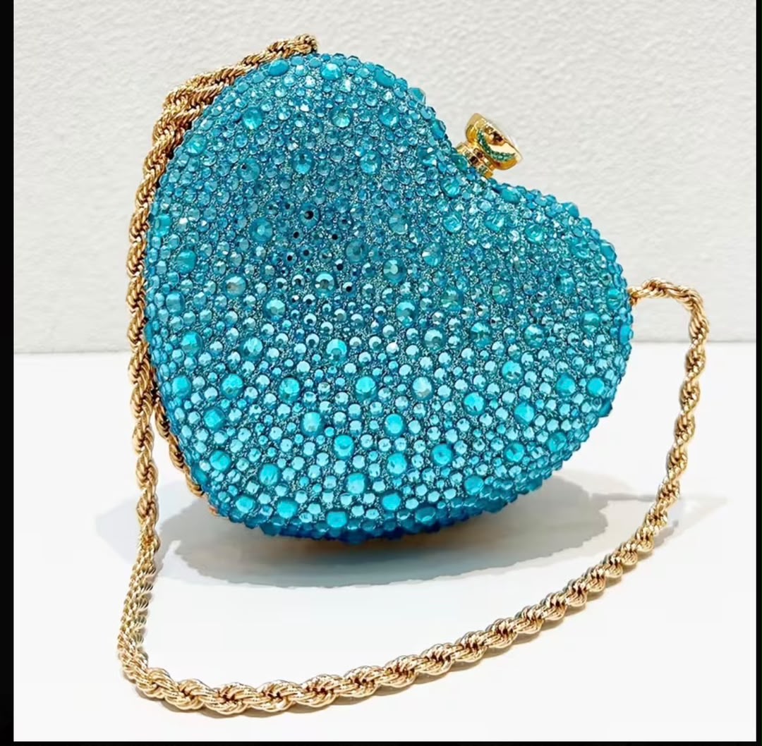 Heart Shaped Rhinestone Handbag