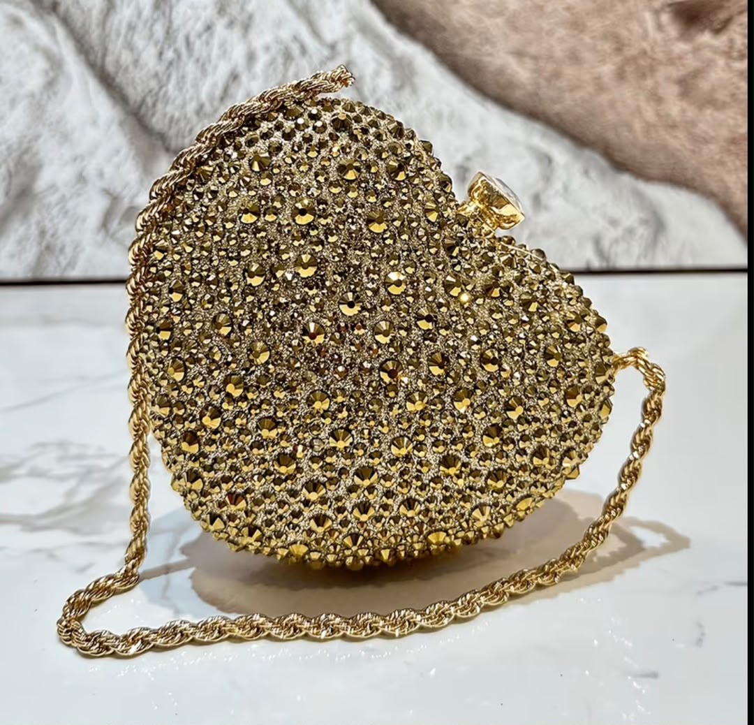 Heart Shaped Rhinestone Handbag