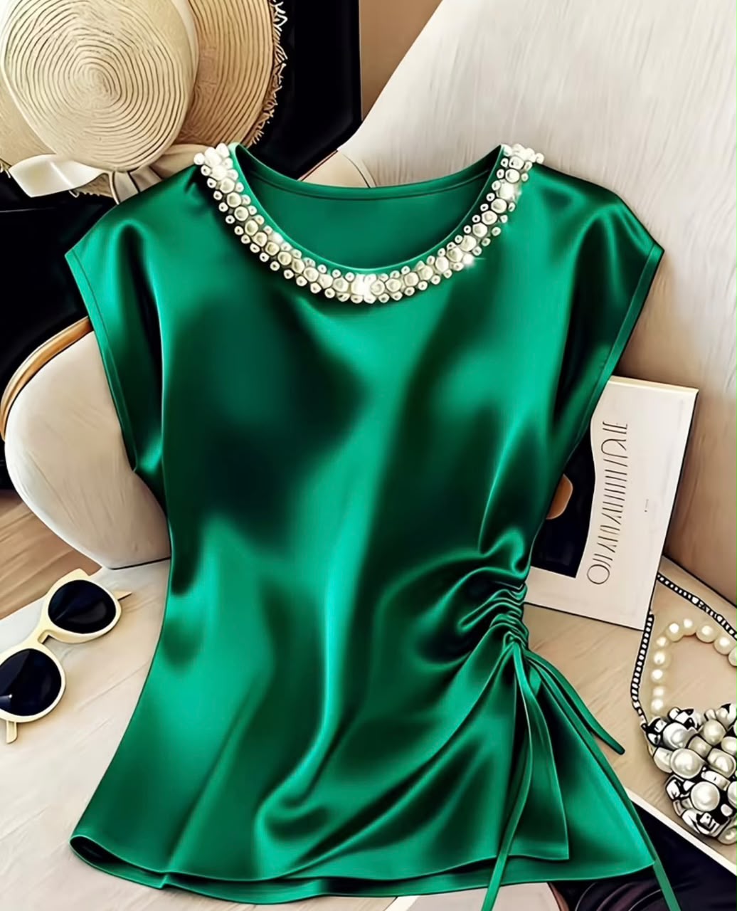 Women's Round Neck  Satin Top