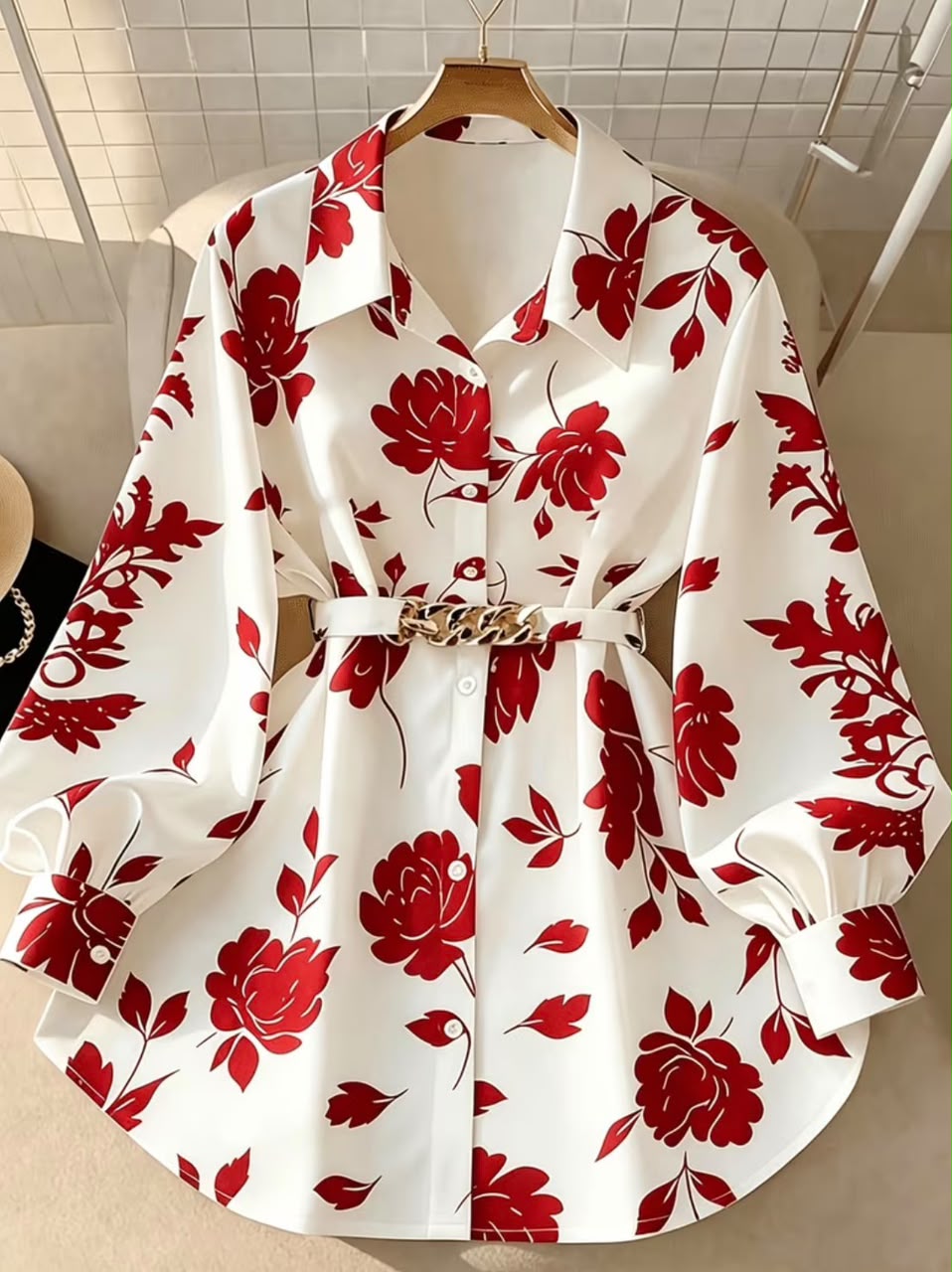 Women's Fashion Casual Floral Collar Shirt